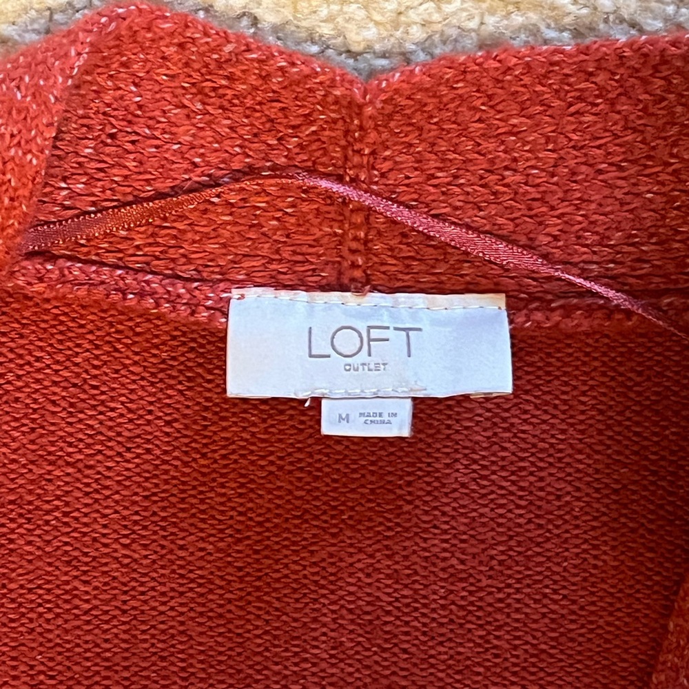 LOFT Women's Red Open-Front Cardigan - Picture 10 of 13